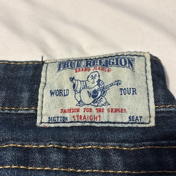 True religion straight leg jeans low rise cotton blend dark blue 5 pockets sz 26 - Picture 6 of 14